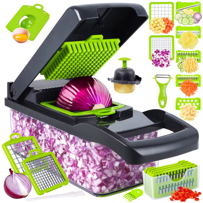 Coupe-Légumes Multifonction 12-en-1 – Découpe Rapide pour Fruits et Légumes