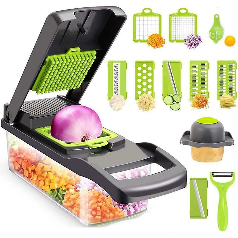 Coupe-Légumes Multifonction 12-en-1 – Découpe Rapide pour Fruits et Légumes