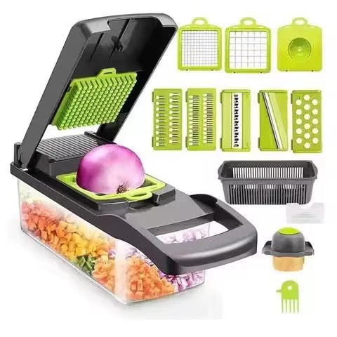 Coupe-Légumes Multifonction 12-en-1 – Découpe Rapide pour Fruits et Légumes